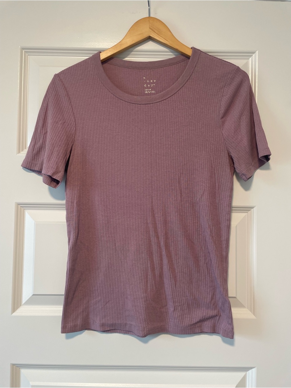 a new day Short-Sleeve Ribbed Tee - Muted Purple